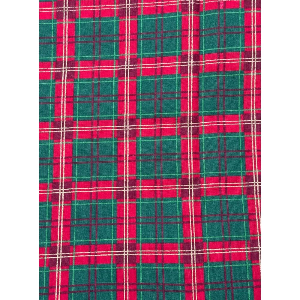 Vintage Cranston Joan Messmore Christmas Plaid Cotton Fabric 184"L x 42"W 5 Yds